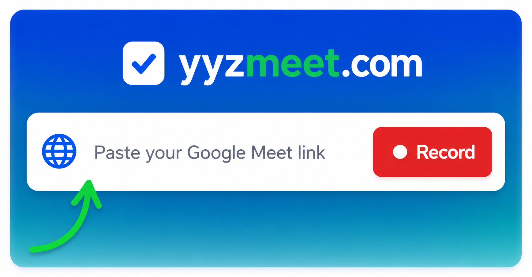 yyzgoogle.com homepage with the Meet link input field